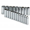 SK Tools 1951 Socket Set, 1/2" drive, 21-pack metric deep-