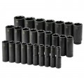 SK Tools 4047 Metric Socket Set, 1/2" drive, 23-pack deep impact-