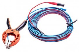 Sonel WAPRZ010DZBKEL Double-Wire Test Lead, 33', Kelvin crocodile clip/banana plug-
