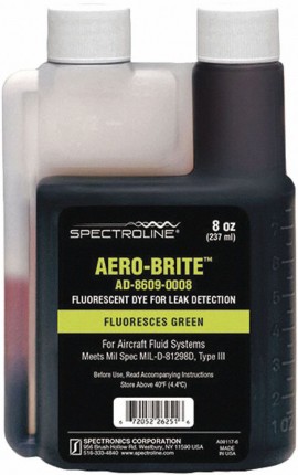 Spectroline NDT AD-8609-0008 Aero-Brite Universal Fluorescent Leak Detection Dye, 8oz-