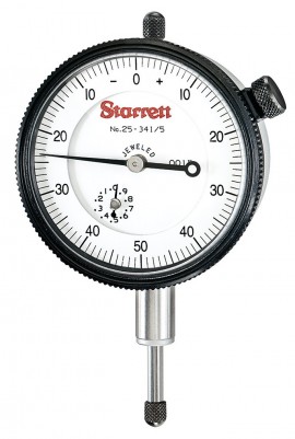 Starrett 25-341/5J Dial Indicator, 0 to 0.5&quot; range, 0 to 50 to 0 reading-