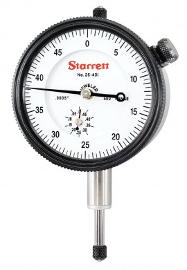 Starrett 25-431J Dial Indicator, 0 to 0.5&quot; range, 0 to 50 reading-