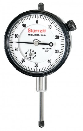 Starrett 25-441J W/SLC Dial Indicator with Standard Letter of Certification, 0 to 1&amp;quot; range, 0 to 100 reading-