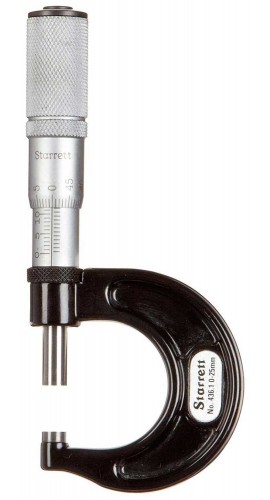 Starrett 436.1MXFL-25 Outside Micrometer, 0-25mm, +/-.002mm-