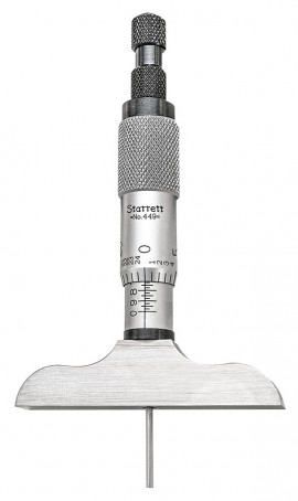 Starrett 449AZ-3R Depth Micrometer with non-rotating blade, 0 to 3&amp;quot;, 3 rods-