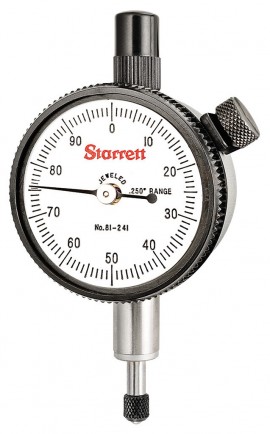 Starrett 81-241J Dial Indicator, 0 to 0.25&quot; range, 0 to 100 dial-