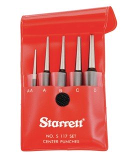 Starrett S117PC Center Punch with round shank set, imperial-