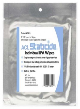 ACL Staticide 7615 IPA Cleaning Wipes,  6 x 6"-