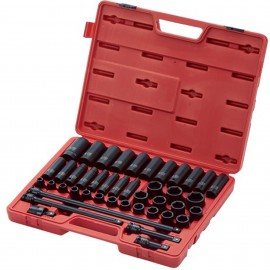 Sunex 2569 Impact Socket Set, 1/2" Drive, Metric, 43-pack-