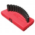 Sunex 3682 12-Point Metric Socket Set, 3/8" drive, 13-pack deep-