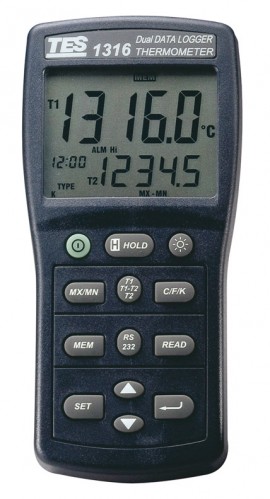 TES-1316 K.J.E.T.R.S.N. Data-Logger Thermometer-