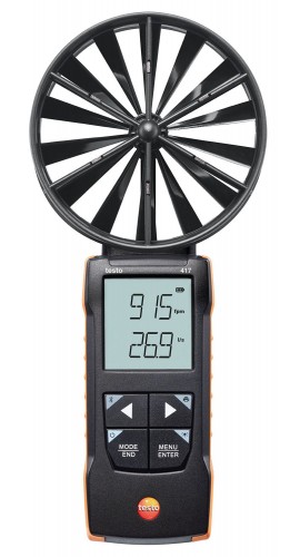 Testo 417 Digital Vane Anemometer, 59.1 to 3937 fpm, 0 to 58,857 CFM-