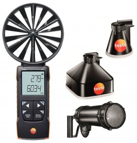 Testo 417 Digital Vane Anemometer Kit with measurement funnels and flow straightener, 59.1 to 3937 fpm, 0.1 to 118 CFM-