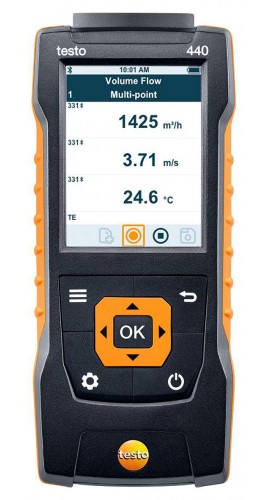 Testo 440 Air Velocity and IAQ Measuring Instrument with digital vane probe, &amp;oslash; 0.63&amp;quot;-