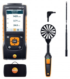 Testo 440 dP Air Velocity and IAQ Measuring Instrument with differential pressure sensor and digital vane probe, &amp;oslash; 3.9&amp;quot;-
