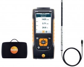 Testo 440 Air Velocity and IAQ Measuring Instrument with digital hot wire probe, &amp;oslash; 0.35&amp;quot;-