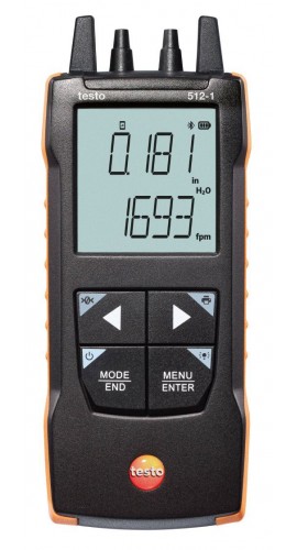 Testo 512-1 Digital Differential Pressure Gauge, 0 to 80 inH<sub>2</sub>O-