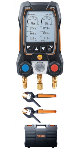 Testo 550s Smart Digital Manifold Kit with wireless temperature probes, -14 to 870 psi-