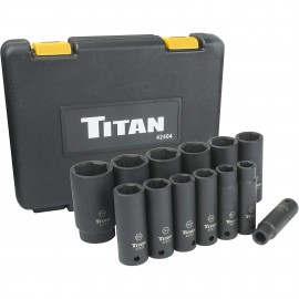 Titan 42404 Metric Deep Impact Socket Set, 1/2&amp;quot; drive, 14-Piece-