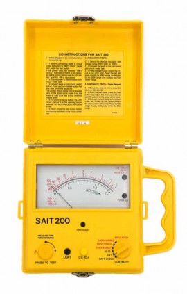 TPI SAIT200 Analog Insulation Resistance Tester with Large Scale, 250/500/1,000V-