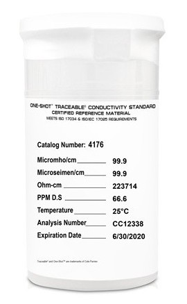 Traceable 4176 One-Shot Conductivity Standards, 6-Pack, 100 &amp;mu;S-