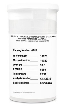 Traceable 4178 One-Shot Conductivity Standards, 6-Pack, 10,000 &amp;mu;S-