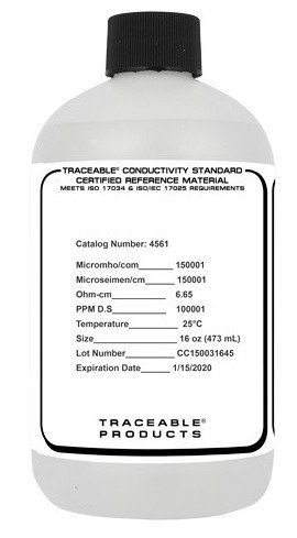 Traceable 4561 A2LA Conductivity Standard, 16 oz, 150,000 &amp;mu;S-
