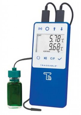 Traceable 6501 Wi-Fi Data Logging Refrigerator/Freezer Thermometer with bottle &amp;amp; bullet probes-