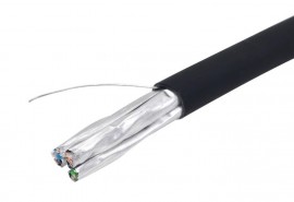 Triplett CAT7-1000BK SF/FTP Solid bare Copper Cable, CAT7, outdoor gel filled, 23 AWG, black, 1000'-