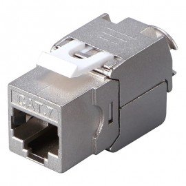 Triplett CAT7-KJSWH-10PK Shielded Keystone Jack, CAT7, metallic, white, 10-pack-