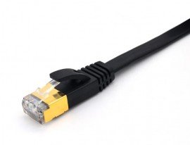 Triplett CAT7FL-100BK SSTP Shielded Flat Patch Cable, CAT7, 28 AWG, 100', black, stranded-
