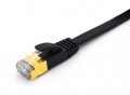 Triplett CAT7FL-1BK SSTP Shielded Flat Patch Cable, CAT7, 28 AWG, 1', black, stranded-