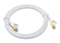 Triplett CAT7FL-1WH SSTP Shielded Flat Patch Cable, CAT7, 28 AWG, 1', white, stranded-