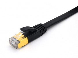 Triplett CAT7FL-50BK SSTP Shielded Flat Patch Cable, CAT7, 28 AWG, 50', black, stranded-