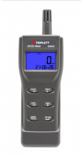 Triplett GSM450 Carbon Monoxide/Carbon Dioxide IAQ Data Logger Meter, 0 to 1000 ppm CO-