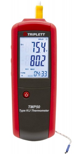 Triplett TMP50-NIST Single Input Thermometer with NIST Certificate, type-K/J probe-