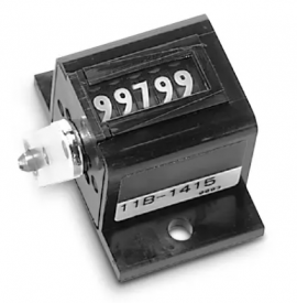 Trumeter 14 Series Stroke Totalizing Counter with AX7 lever arm, square case and base mount, right-hand, top-coming-