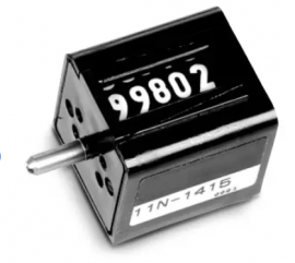 Trumeter 14 Series Stroke Totalizing Counter with AX7 lever arm and square case, right-hand, top-going-