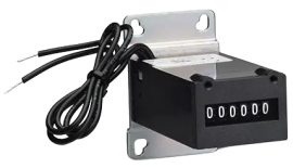 Trumeter 4916 Series 6-Digit Non-Reset Totalizing Counter, 120 V AC, 000000 set, 16" lead wires, combo front and V-base mount-