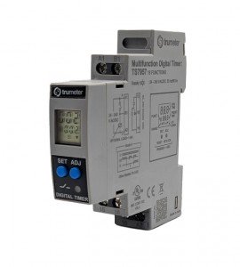 Trumeter TS7957 Digital Timer Switch Relay, 24 to 240 V AC/DC, 18 functions, 1x C/O, DIN rail-