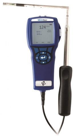 TSI 9565-A VelociCalc Multi-Function Ventilation Meter with articulated probe, 0 to 9999 ft/min, -15 to 15 inH<sub>2</sub>O-