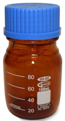 VEE GEE 20275-2000 Glass Media Bottle, 2000mL, Amber, Pack of 4-