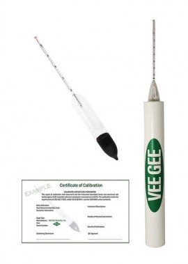 VEE GEE 6613-G-C IRS Alcohol Hydrometer with NIST certification, 20 to 40%-
