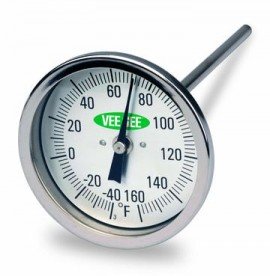 VEE GEE 82160-6 Scientific Thermometer with dial, -40 to 160&amp;deg;F, 6&amp;quot; stem-
