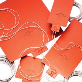 Watlow 060100C1-F001H Silicone Rubber Heater with plate, heater on flange side, 1,180 UL R/C lead insulation-
