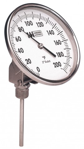 Weiss 5VBM4-250 Bi-Metal Thermometer with a 4&quot; Stem, 0 to 250&amp;deg;F (-20 to 120&amp;deg;C)-