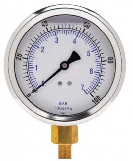Weksler Glass 401L4PE Glycerin Filled Gauge, 4", 0/160 psi-