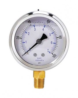 Weksler Glass 251L4PL Glycerin Filled Gauge with bottom connection, 0 to 1500 psi, 2.5&amp;quot; dial-