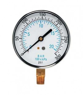 Weksler Glass 35TL4P3 Utility Gauge with bottom connection, 30&amp;quot;/0/15, 3.5&amp;quot; dial-