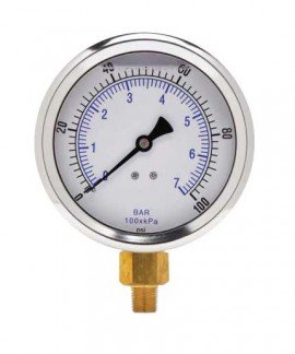 Weksler Glass 401L4PB Glycerin Filled Gauge with bottom connection, 0 to 30 psi, 4&amp;quot; dial-